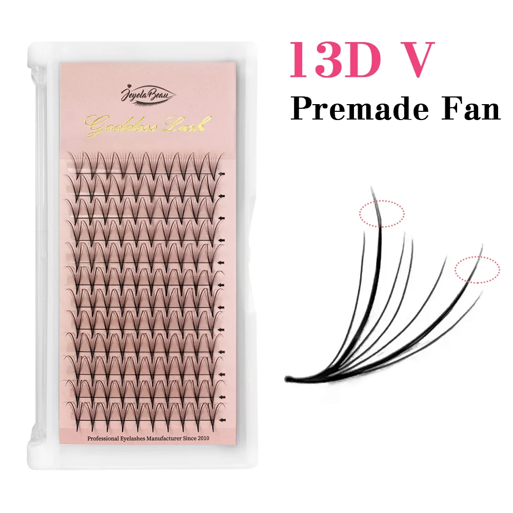 Goddess Premade Wispy Fan Lashes 13D V Shape Eyelash Extension 0.07 Faux Mink Soft False Lash Phoenix Premade Volume Fans