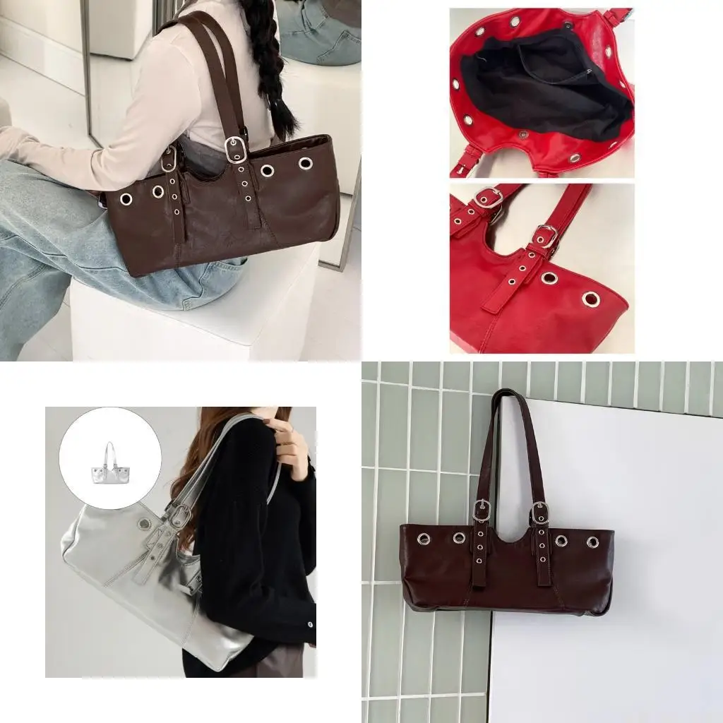 

X90D Trendy Shoulder Bag Reinforced Detail Roomy Interior Underarm Bag for Women