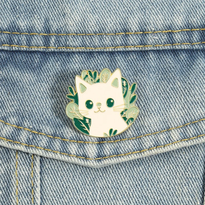 Blumen-Katzen-Emaille-Anstecknadeln, Cartoon-Kätzchen-Blumenbeet-Brosche, Reversnadeln, lustiger Tier- und Pflanzenschmuck, Geschenk für Kinder und Freunde