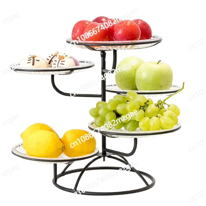 Modern creative irregular multi-layer fruit tray with plastic cover, household dried fruit tray for storing snacks Dim sum