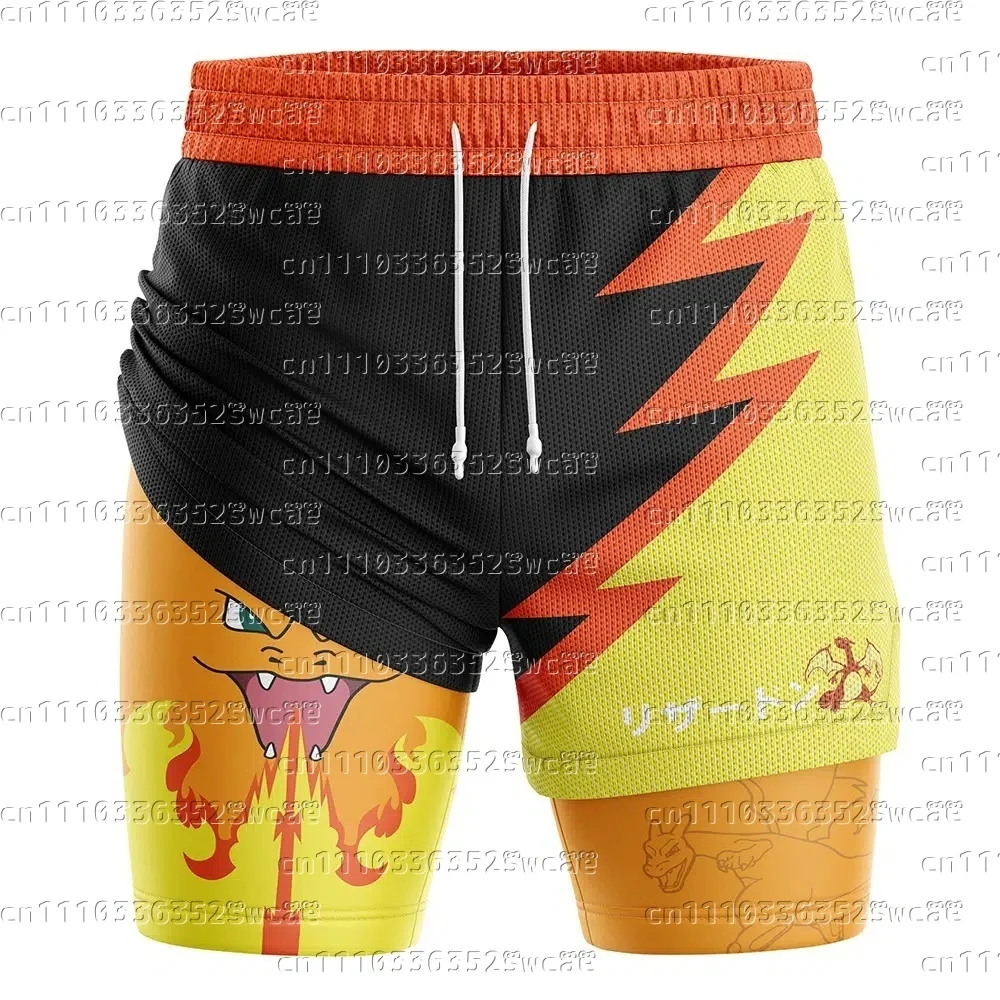 Potdemiel Brand Animation Pok É Mon Small Dragon Shorts Theme Fashion Summer 2-in-1 Sports Shorts New Family Matching