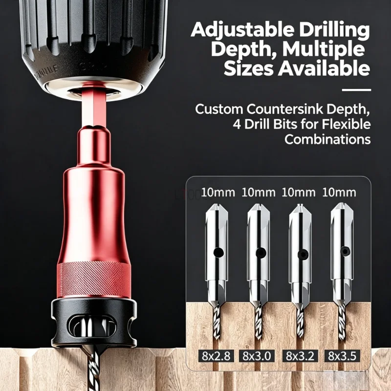 Countersink Step Drill Bit Set Woodworking Limit Drill Bit for Self Tapping Screw Sinking Hole Drilling Carpentry Accessory