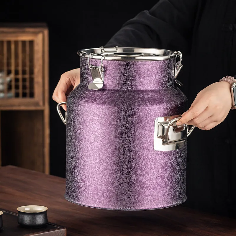 Stainless Steel Tea Pot Ice Crack Pattern Multifunctional Household Pot Candy Nuts Coffee Beans Vanilla Kitchen Storage Supplies