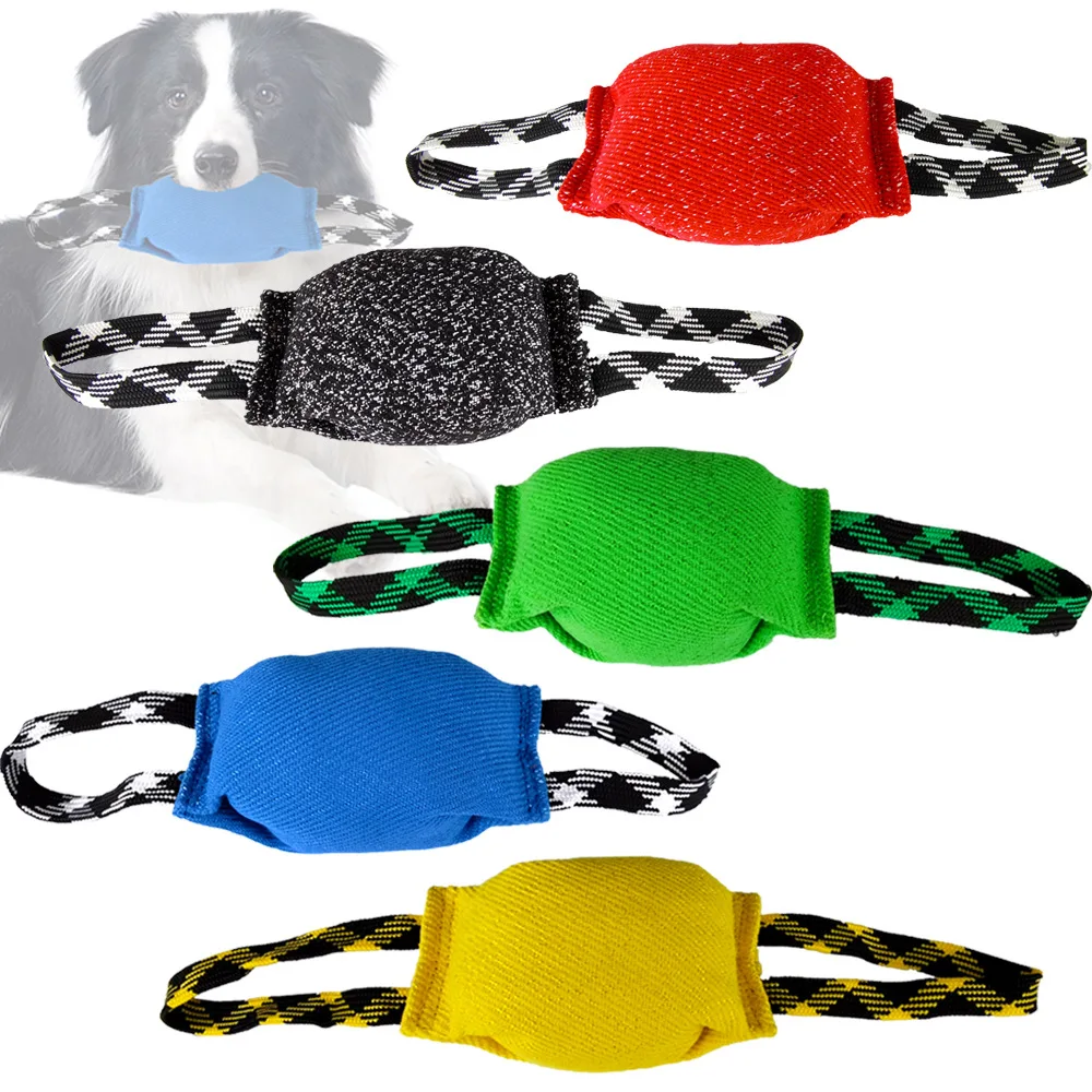 Pet Dog Bite Resistance Toys Thick Hemp Dogs Bite Toy Training Tugs Pillow Nylon Rope Double Handle Coarse Hemp Bite Stick