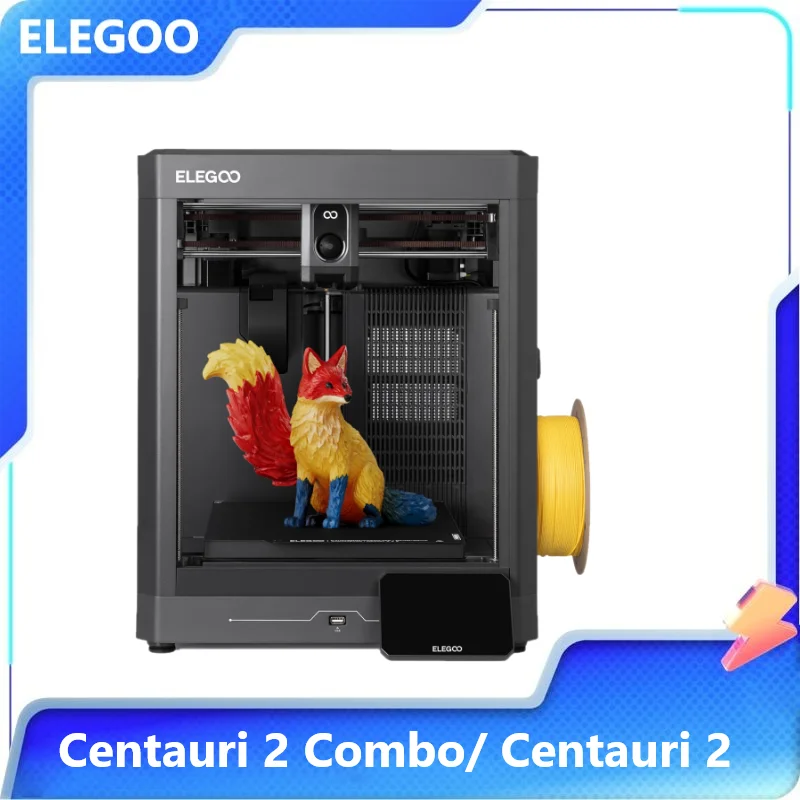 ELEGOO Centauri 2 Combo/Imprimante 3D FDM Centauri 2, Nivellement automatique, Volume de construction 256 × 256 × 256 mm, Vitesse d'impression maximale 500 mm/s, Compatible avec la plupart des filaments
