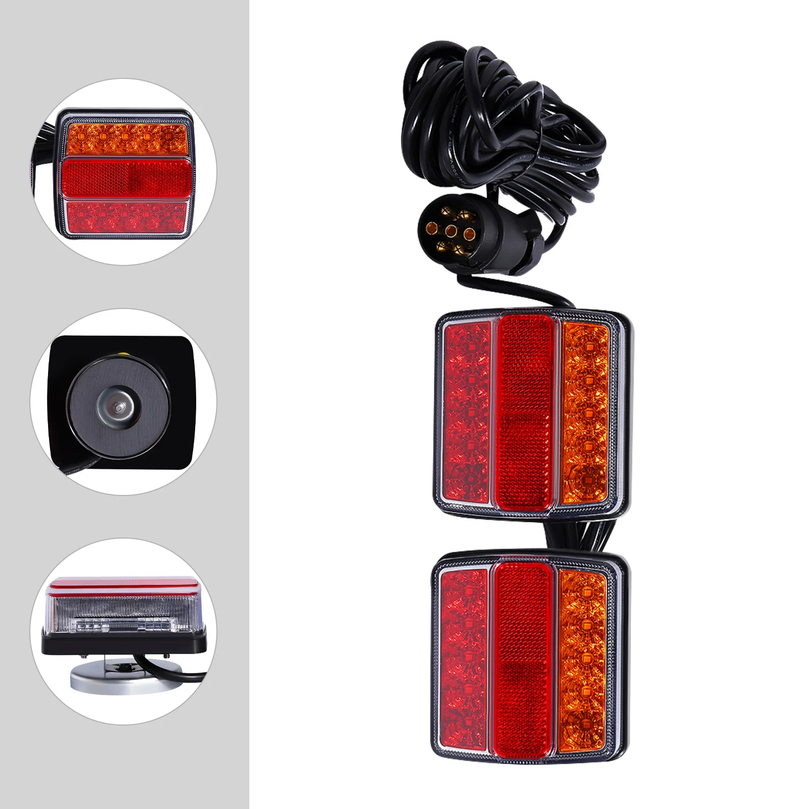 Universal 7 Pin LED Tail Lights for Trucks Trailers Tractors Buses 2835 LED Beads Brake Reverse Turn Signal Lights