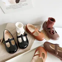 Chaussures à Plateforme en Cuir Verni pour Bébé Fille, Ballerines Vintage pour Enfants de 2 à 8 Ans