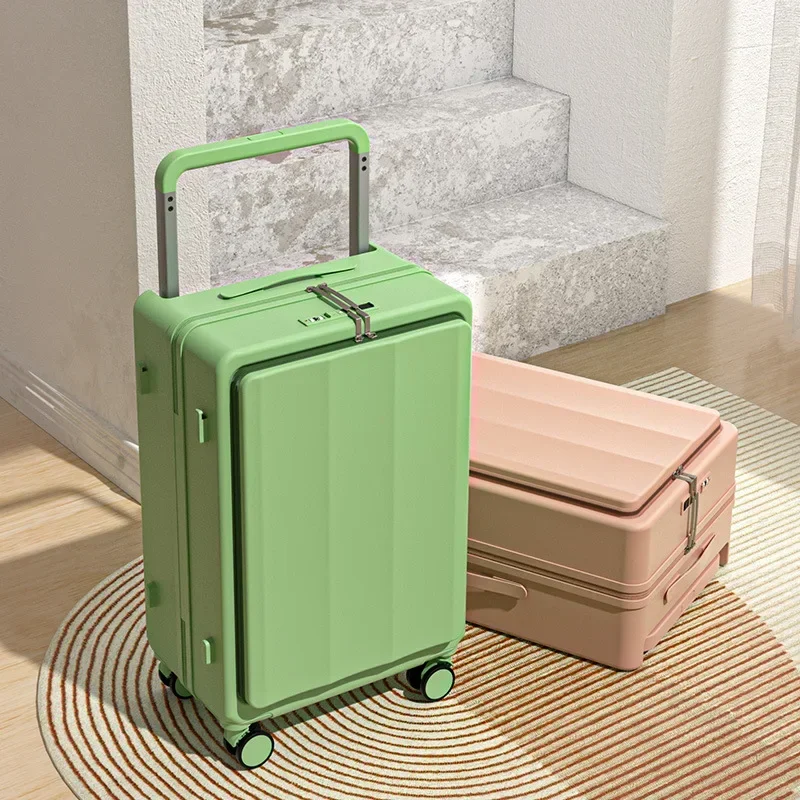 20 26 inch Suitcase Front Opening Luggage Ultra Light and Wear-resistant Multifunctional Universal Wheel Boarding Trolley Case