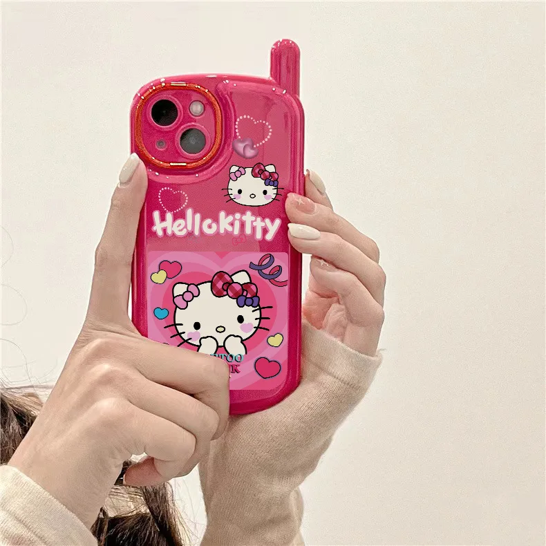 Etui na telefon Sanrio Hello Kitty Kawaii do iPhone 15 14 13 12 11 Pro Max 7 8 Plus XR XS MAX Shy Y2K Lovely Cute Girl Soft Cover