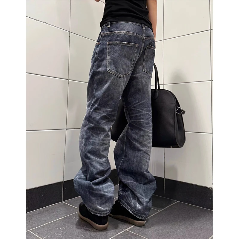 Autumn Women Tomboy Dark Academia Baggy Blue Jean Japanese Abi Y2K 2000s Streetwear Harajuku Wide Leg Denim Pants Grunge