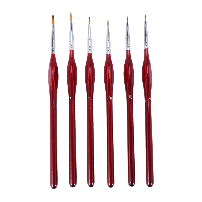 6-Piece Fine Paintbrushes - Detail Paint Brush Set - For Acrylic, Watercolor, Oil