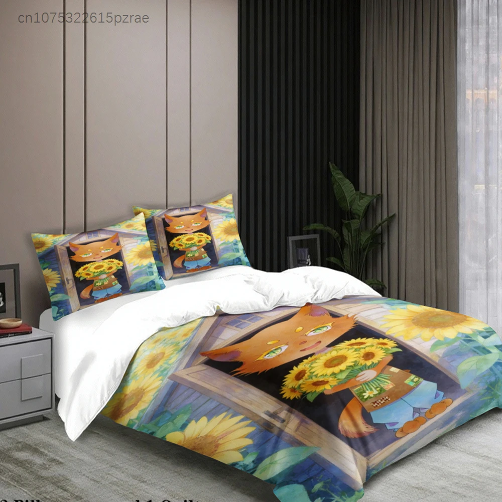 Sunflowers Bedding Set Softville Cozy Town Cute Fern The Quilt Fox With Duvet Cover Pillowcase For Children's Bedroom Decor