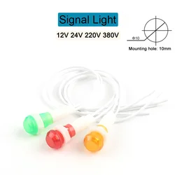 10PCS 10mm Signal Lamp Panel Mounting LED Indicator Red Green Yellow Light 12V 24V 380V 220V Pilot Guiding