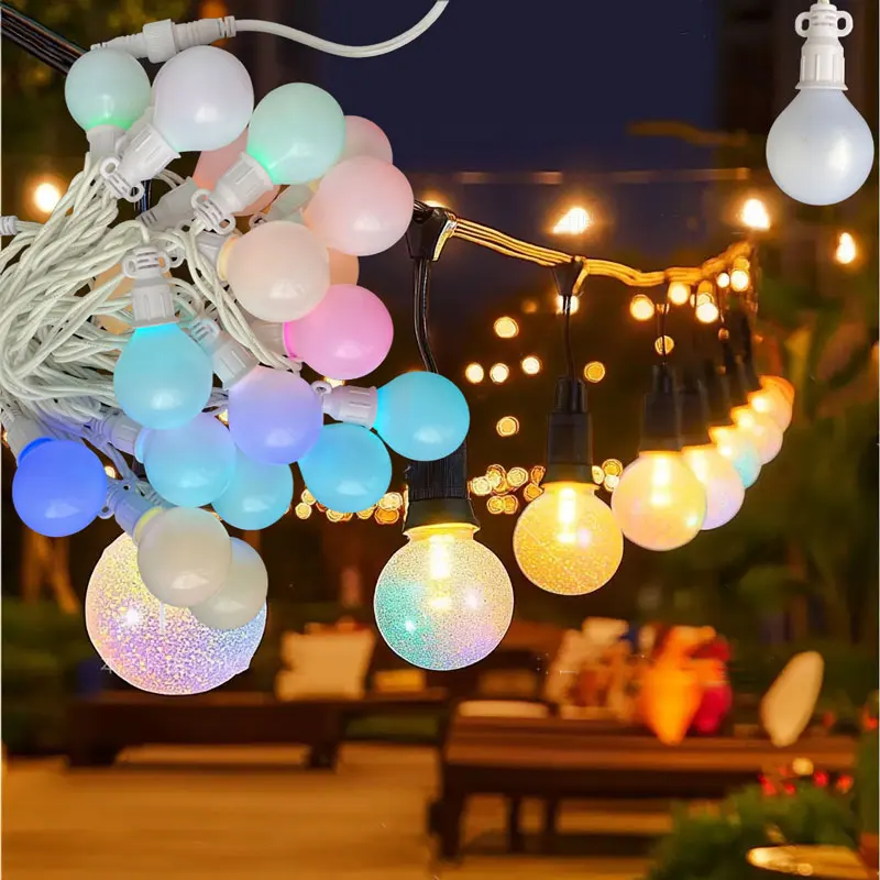 LED atmosphere light string outdoor camping decoration light waterproof G50 colored light RGB plug-in copper wire 5 M 20 light C