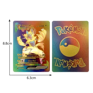 Cartas Pokémon Rainbow para Crianças, Ouro, Prata, Vmax, Coleção de Cartas GX, Treinador de Batalha, Espanhol, Inglês, Francês, Presentes de Natal 6 principais vendas cartas pokemon de ouro - №6