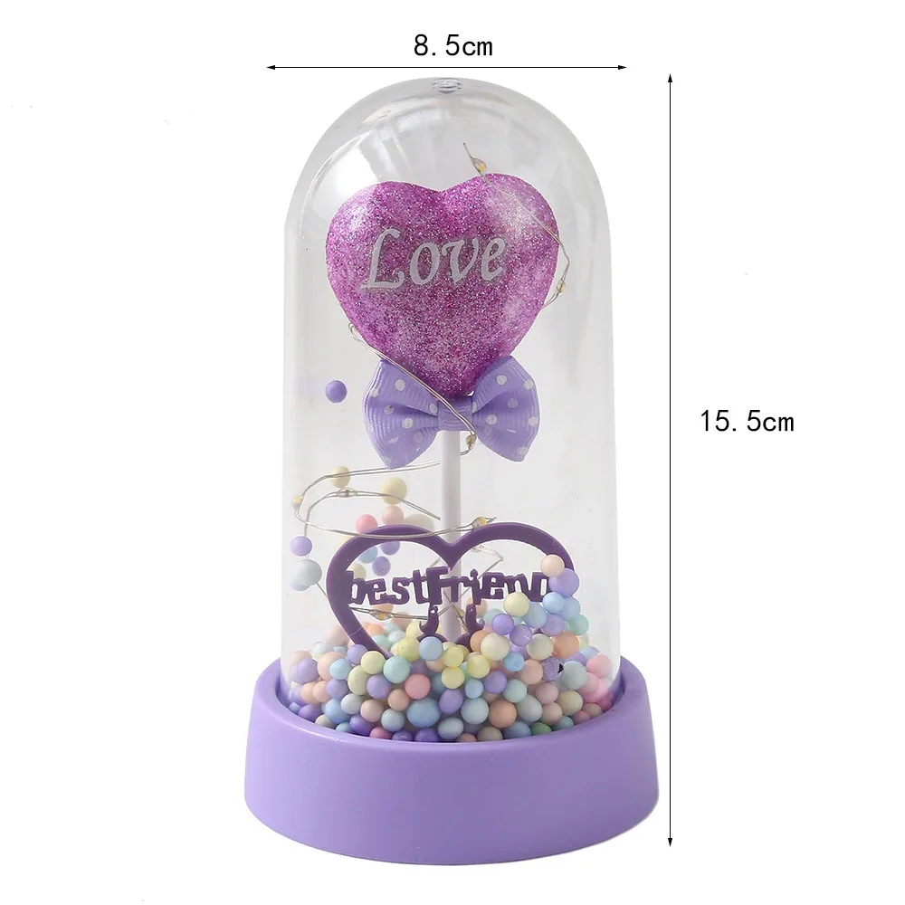 

Romantic Love Ornament Valentine'S Day Gift Plastic Cover Led Lamp Home Bedroom Decor Trinket Birthday Decoration