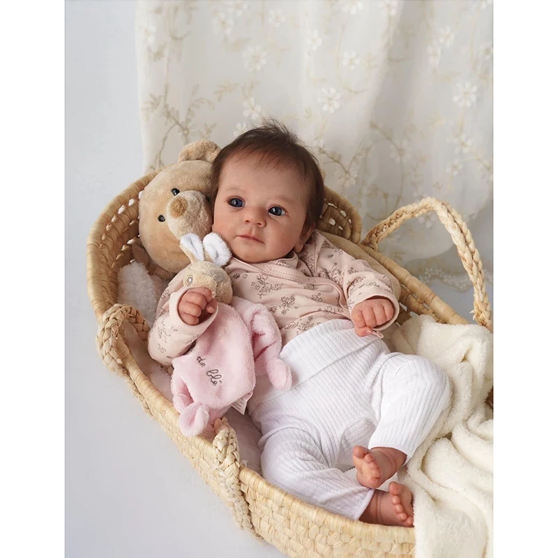 45 cm große wiedergeborene Babypuppe Felicia, bereits fertige Puppen mit verwurzelten Haaren, weiches Vinyl, Neugeborenes Baby, 3D-Haut, sichtbare Adern