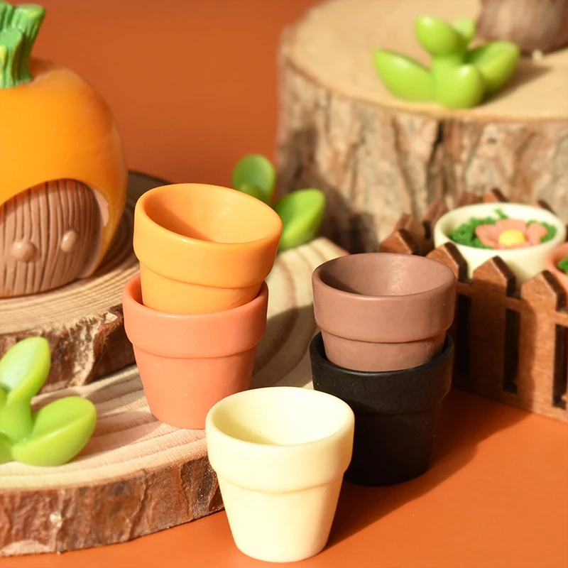 New 10Pcs Miniature Flower Resin Pots Clay Planter Terracotta Dollhouse Accessories Fairy Garden Pots Mini Flower Pots Planters
