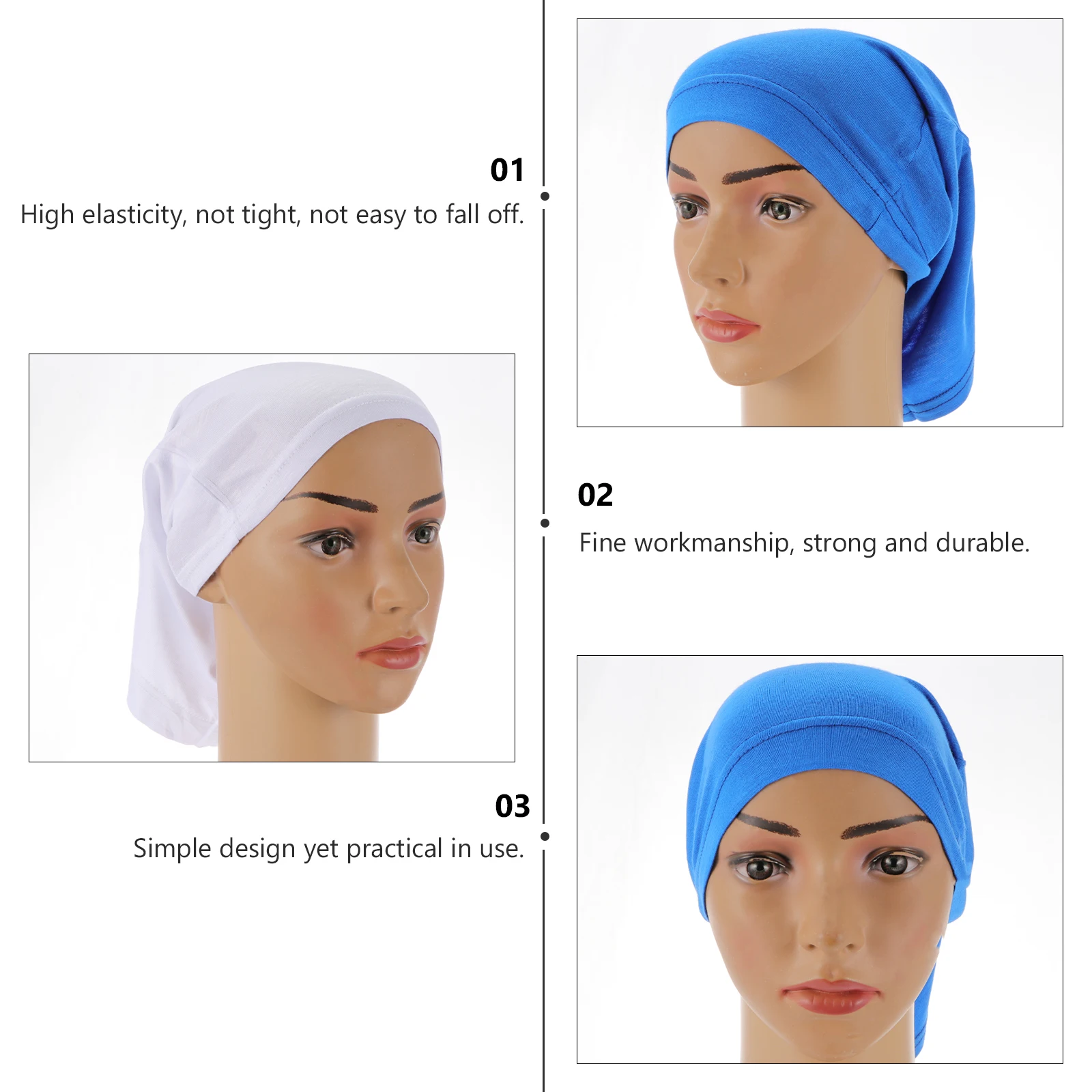 

2Pcs Women Neck Women Hijab Neck Covers Covers Under Scarf Hat Arab Cap Breathable Cotton Reusable White Inner Miss Tube Hats