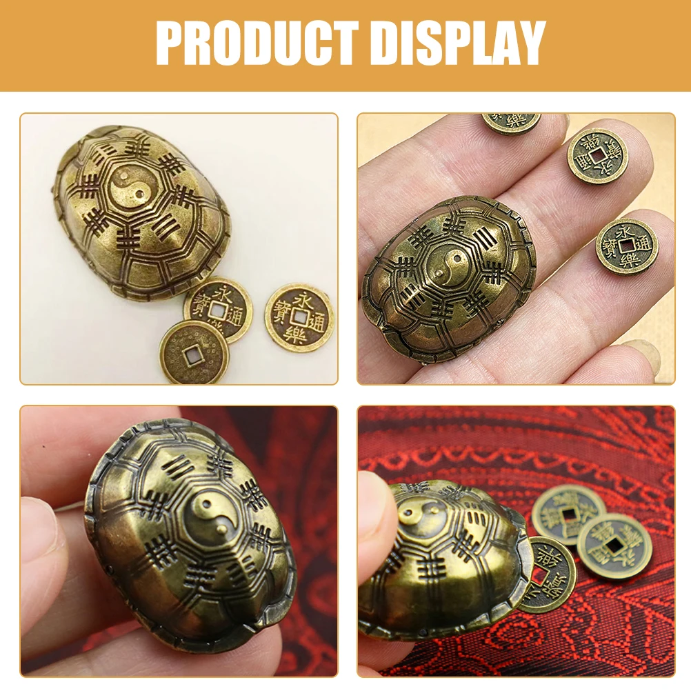 1 セットヴィンテージ真鍮亀の甲羅おもちゃ装飾デスクオーナメントハンドヘルドピースダークブラウンホームオフィス