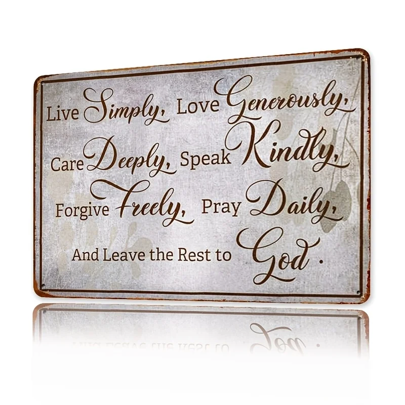 Room Decor Inspirational Iron Wall Art - Live Simply, Love Generously, Care Deeply, Speak Kindly, Forgive Freely, Pray Daily