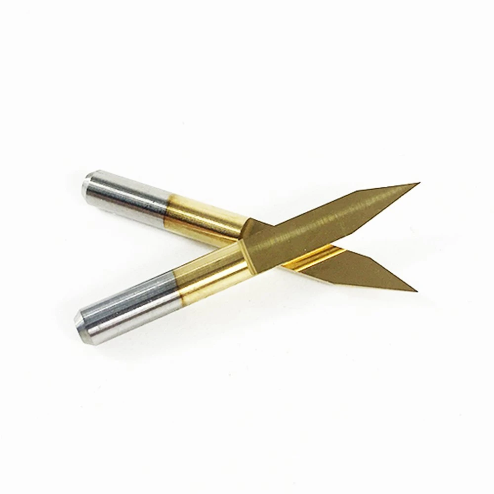 A17Z 10Pcs 30 Degree 0.1mm Tip Titanium Coated Flat Bottom Carbide PCB Engraving Bits V-Shape CNC Router Cutter Cutting Tool