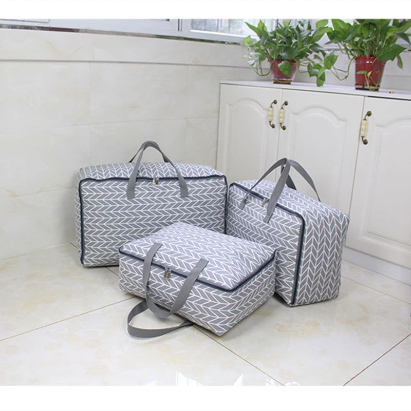 Portable Wardrobe Clothes Bag Breathable Storage Bag With Handle Anti-dust Pack Blanket Quilt Organizer Home Printed Organizer