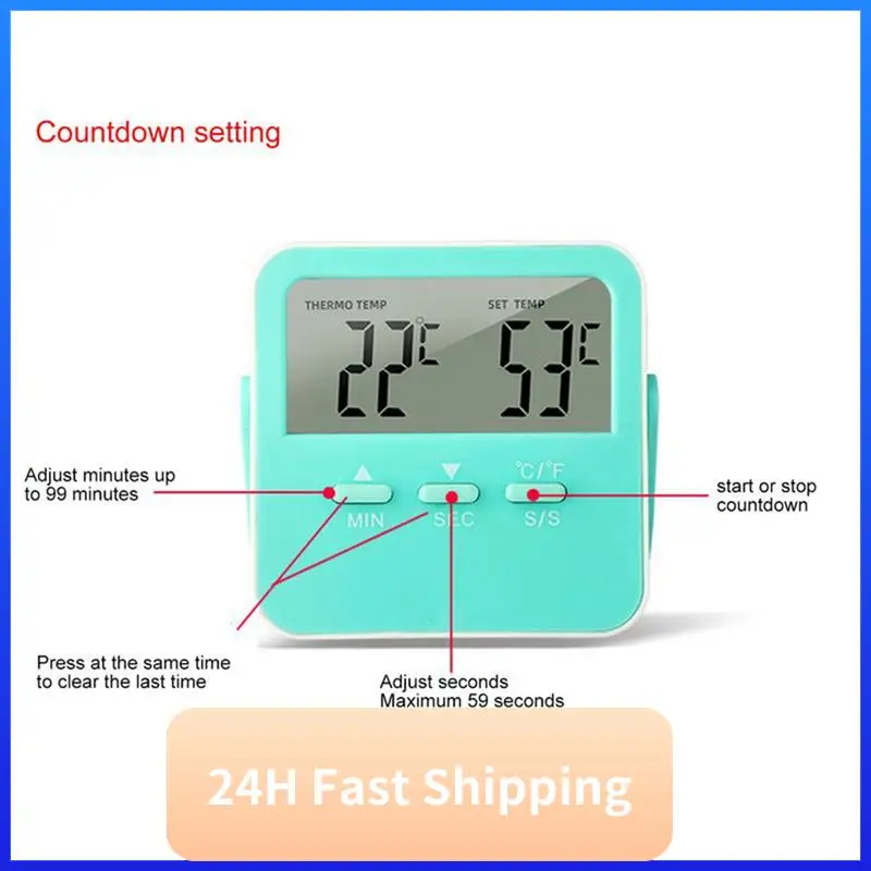 

T30C новый цифровой пищевой термометр, сигнализация температуры приготовления пищи, таймер для приготовления пищи со светодиодным дисплеем, зонд из нержавеющей стали