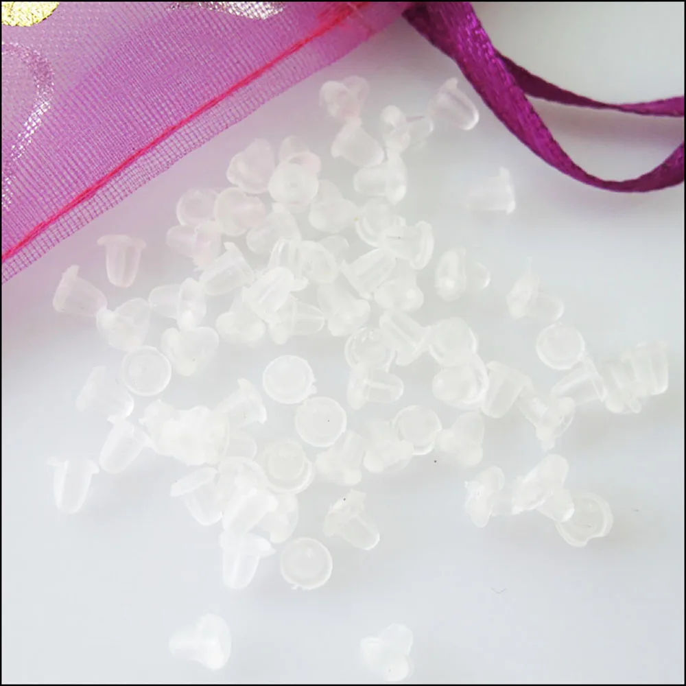 New Transparent Bullet Rubber Earring Back Stopper Finding DIY J128