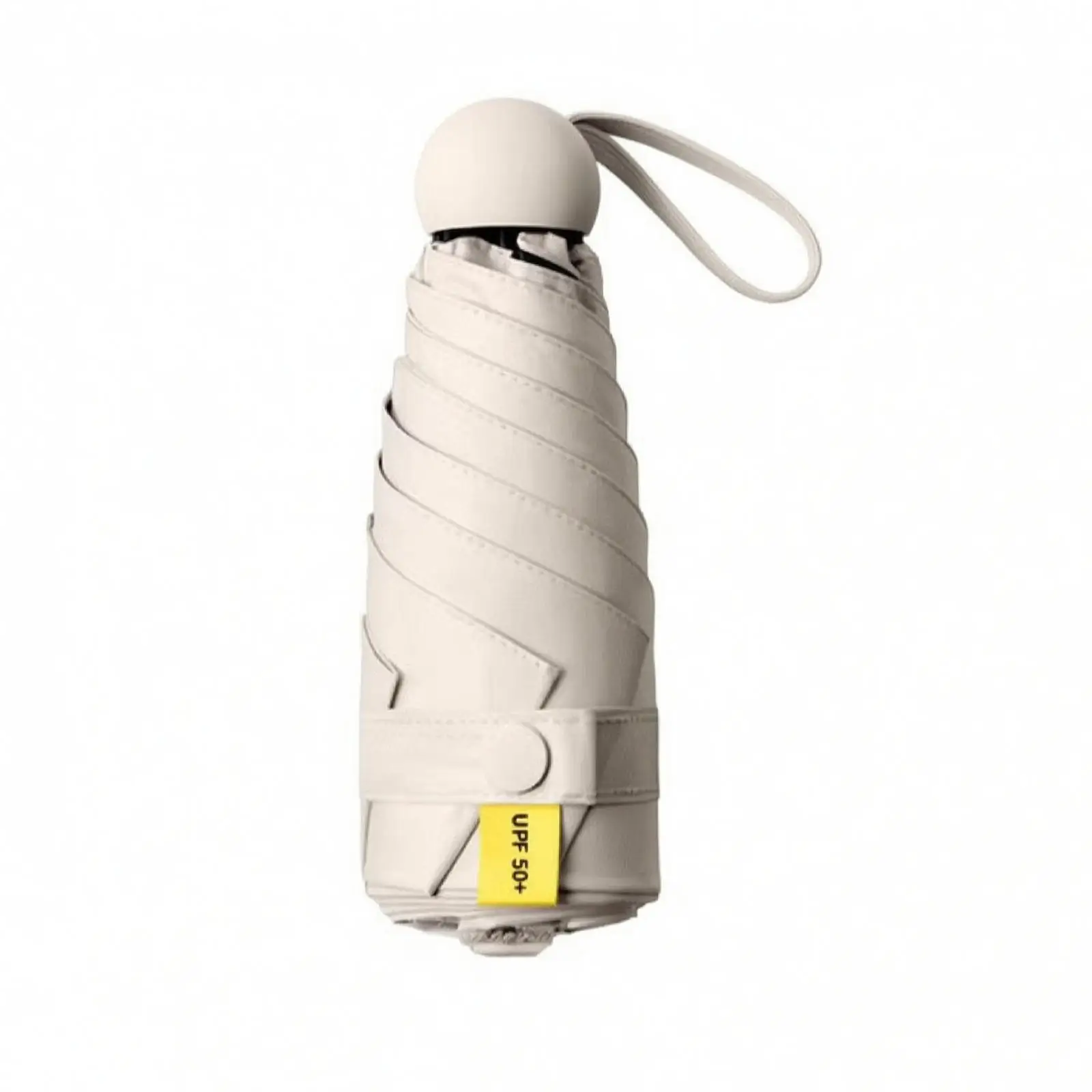 Pocket Size Capsule Parasol UPF50 Blocking Pongee Canopy Manual Folding Umbrella with Carry Sleeve for Outdoor Sudden Weather