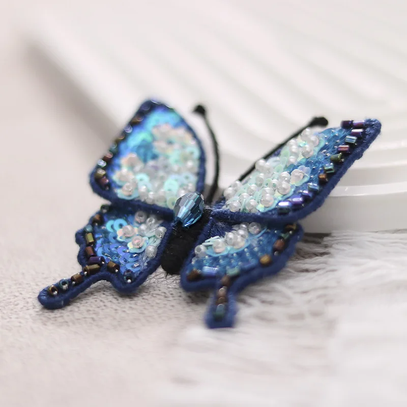 Sequins Lifelike Butterfly Hairpin/Brooch Bead Embroidery Handmade DIY Material Kit Exquisite Embroidery Butterfly Crafts