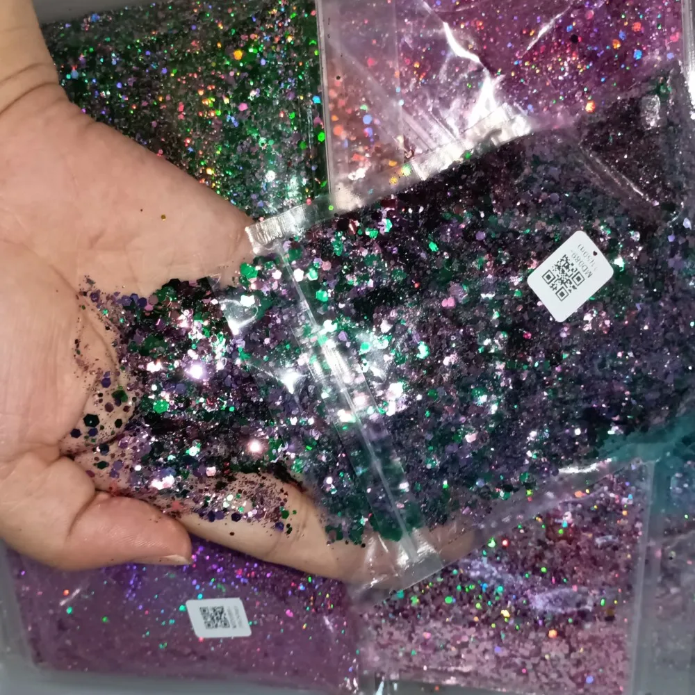 1Bag Holographic Chunky Glitter 1.75oz/50g Purple Blue Dreamy Sparkle Glitter for Craft Fine Glitter Mix Iridescent Flake Sequin