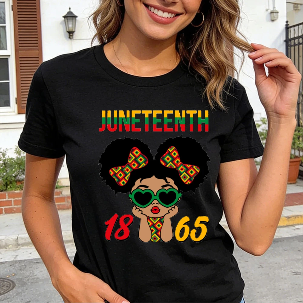 Juneteenth Women T-Shirt Celebrate Freedom 1865 African American Heritage Gift for Her African Girl Graphic Clothes