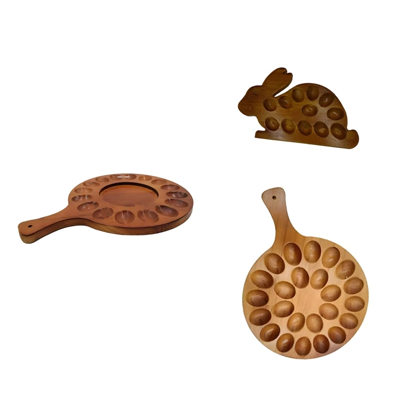 Wood Deviled Egg Platter And Charcuterie Board Thicken Egg Tray Countertop Refrigerator Chicken