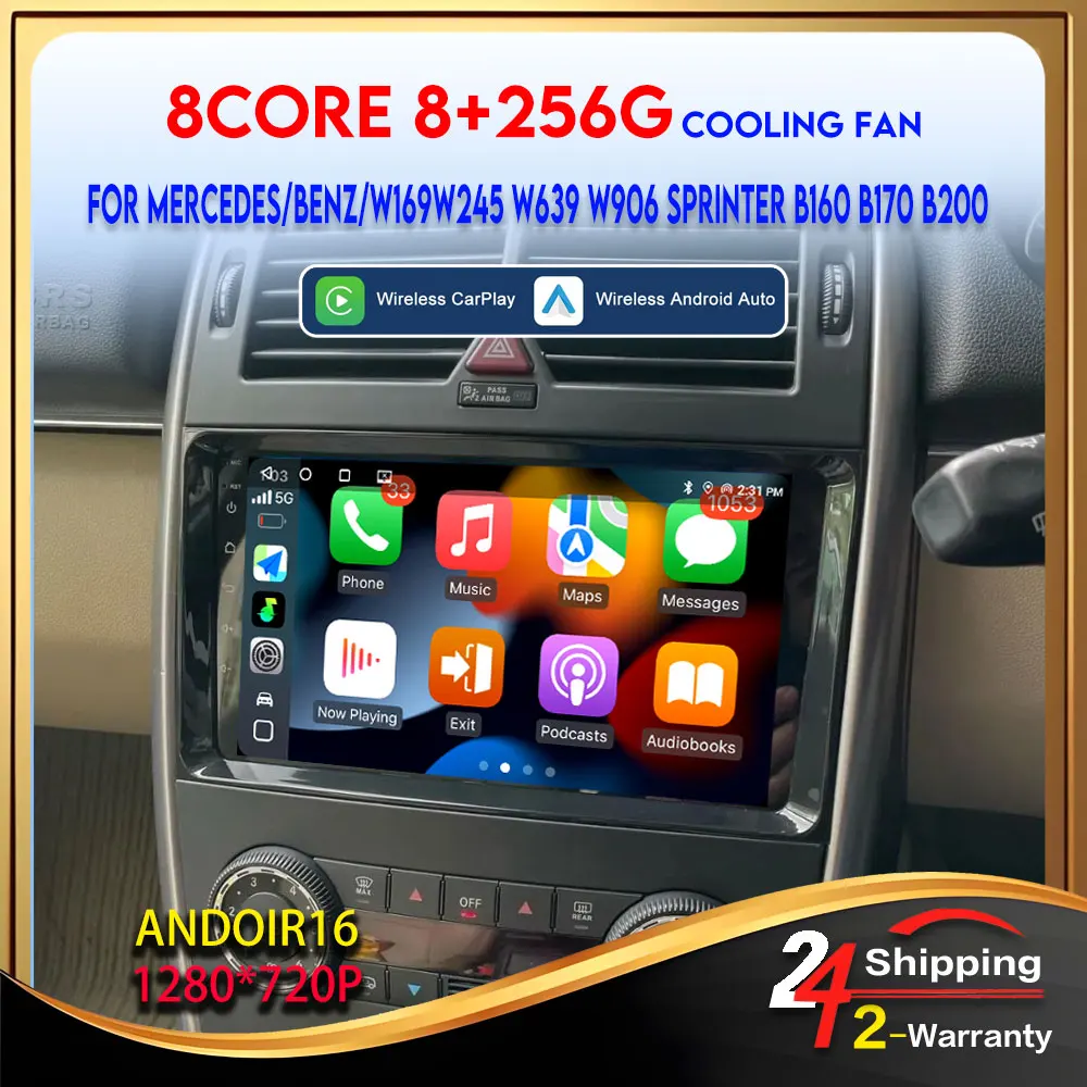 2Din Android Car Radio Android 16 FOR MERCEDES/BENZ /W169 W245 W639 W906 SPRINTER B160 B170 B200 8Core 4G GPS Autoradio Player