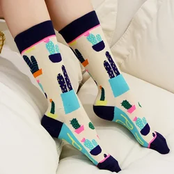 2025 new creative women's straight cartoon animal characters plant cactus graffiti fun trendy socks designer socks