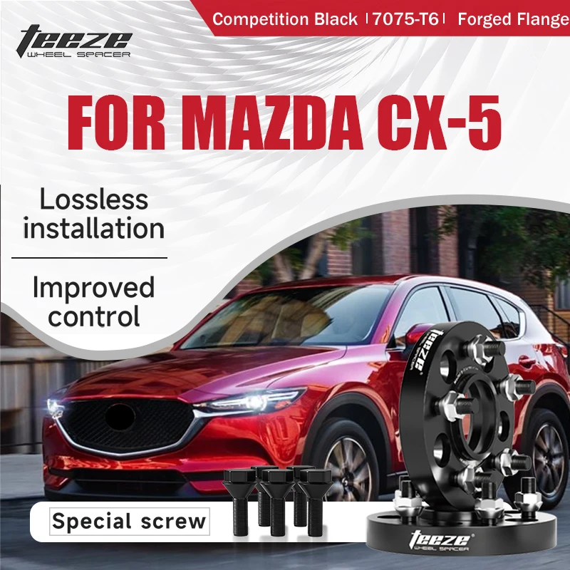 

Teeze 2/4 шт. 5x114,3 CB 67,1 M12 x 1,5, центральная черная кованая прокладка колеса для Mazda CX-5, фланцевая пластина 20/25/30/35 мм