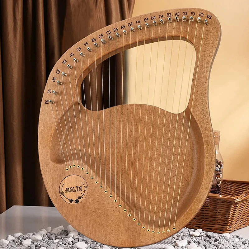 24 String Lyre Harp,Greek Violin,Handheld Harp Musical Instrument With Tuning Wrench,For Music Lovers Beginners,Etc