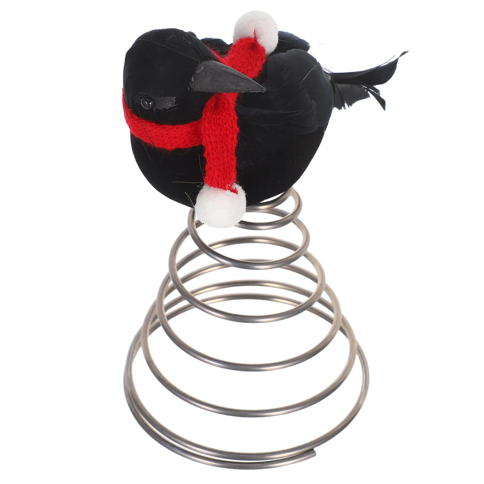 

Christmas Tree Crow Topper Red Scarf Metal Bird Decor for Small Trees Spring Base Holiday Tabletop Halloween Decorations