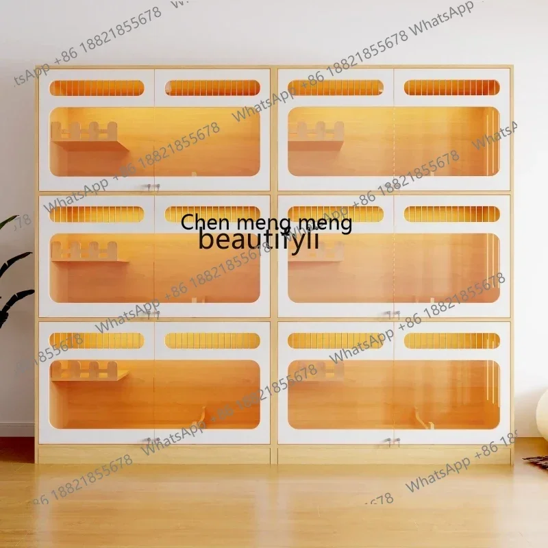 zq1Solid wood cat cage display cabinet, third floor pet store breeding, foster care cabinet, large space cattery cage