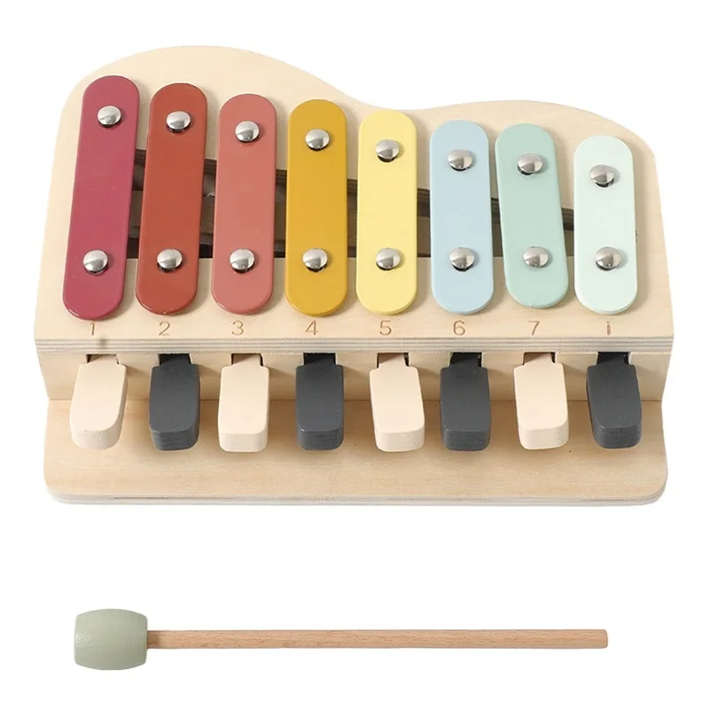 

Montessori Wooden Piano Toy Color Keys Early Learning Musical Instrument for Toddlers Educational Baby Xylophone with Mallets