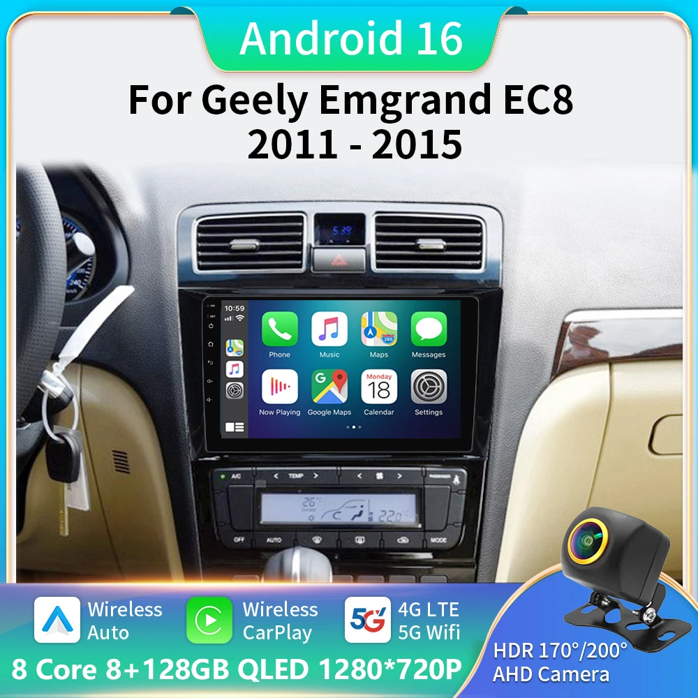 Car Video DVD Player Head Unit For Geely Emgrand EC8 2011-2015 Multimedia Android Atuo Raido Carplay GPS Navigation No 2din QLED