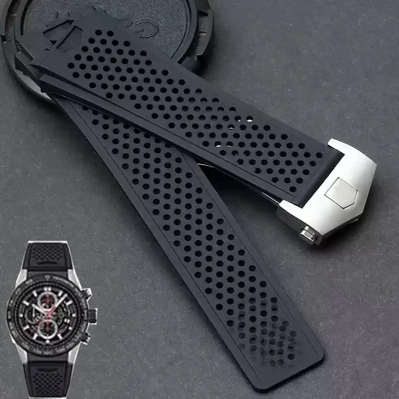 High Quality Silicone Suitable For TAG HEUER Carrera Series watch Strap for Men's Concave Convex Interface Watchband Bracelet