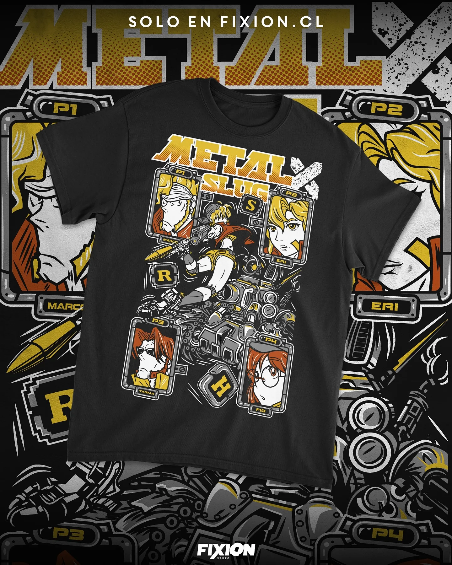 Camiseta de Verano Inspirada en Metal Slug, Camiseta de Regalo de Anime de Terror, Camiseta Retro de Videojuegos, Cuello Redondo y Manga Corta para Hombre