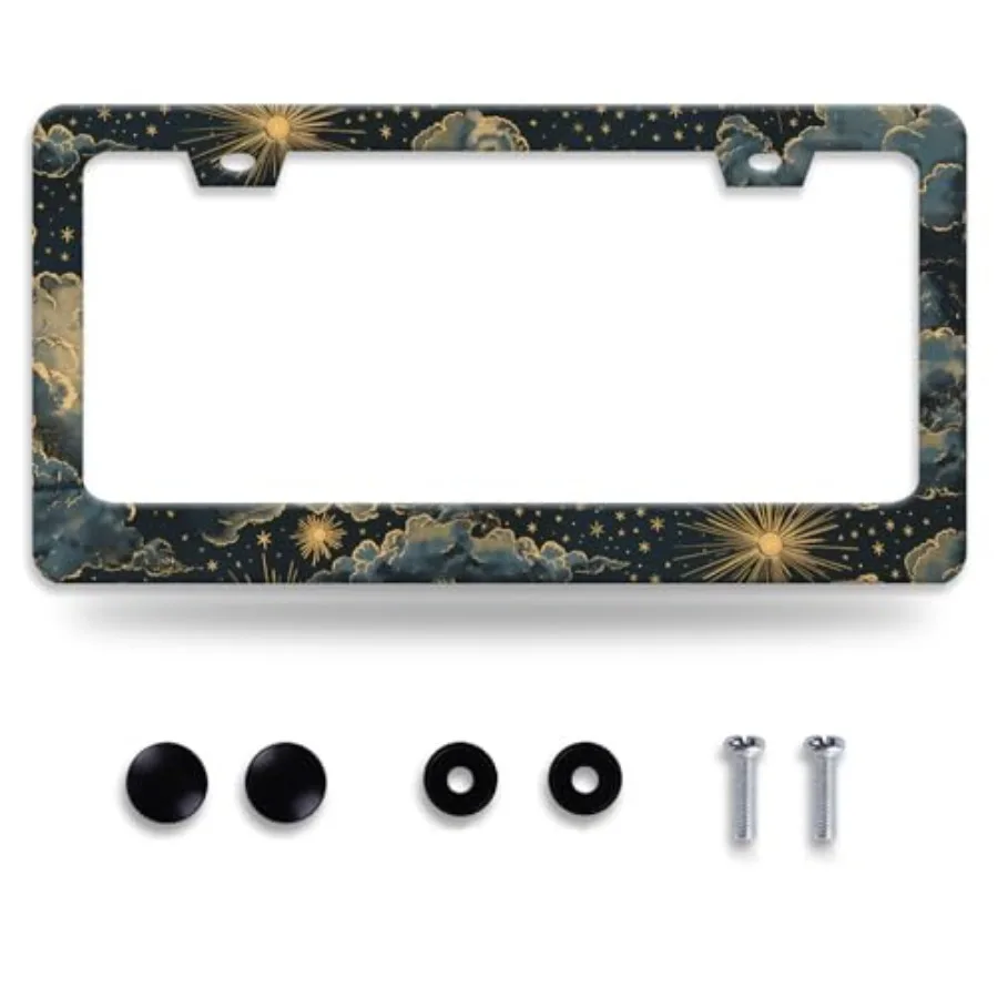 

Beautiful Night Starry Sky License Plate Frame Nebula Stars License Plate Holder Funny Personalise Car Stainless Stee Decorativ