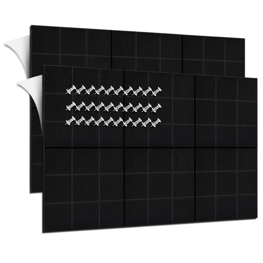 

Felt Bulletin Board 36 X 48 X 3 8 Inches SelfAdhesive Poster Cork Board with 30 Push Pins, 12 Pcs Thick Pin Tiles Display Vision