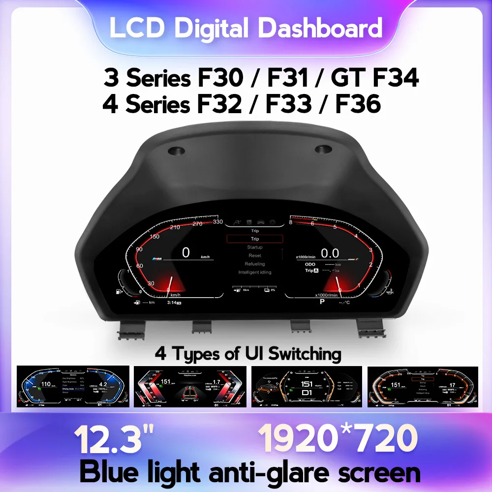 12,3 Zoll Automobil LCD LDC Digital Instrument Cluster für BMW 3 4 Serie F30 F31 F32 F33 GT F34 F36 Cockpit Tachometer