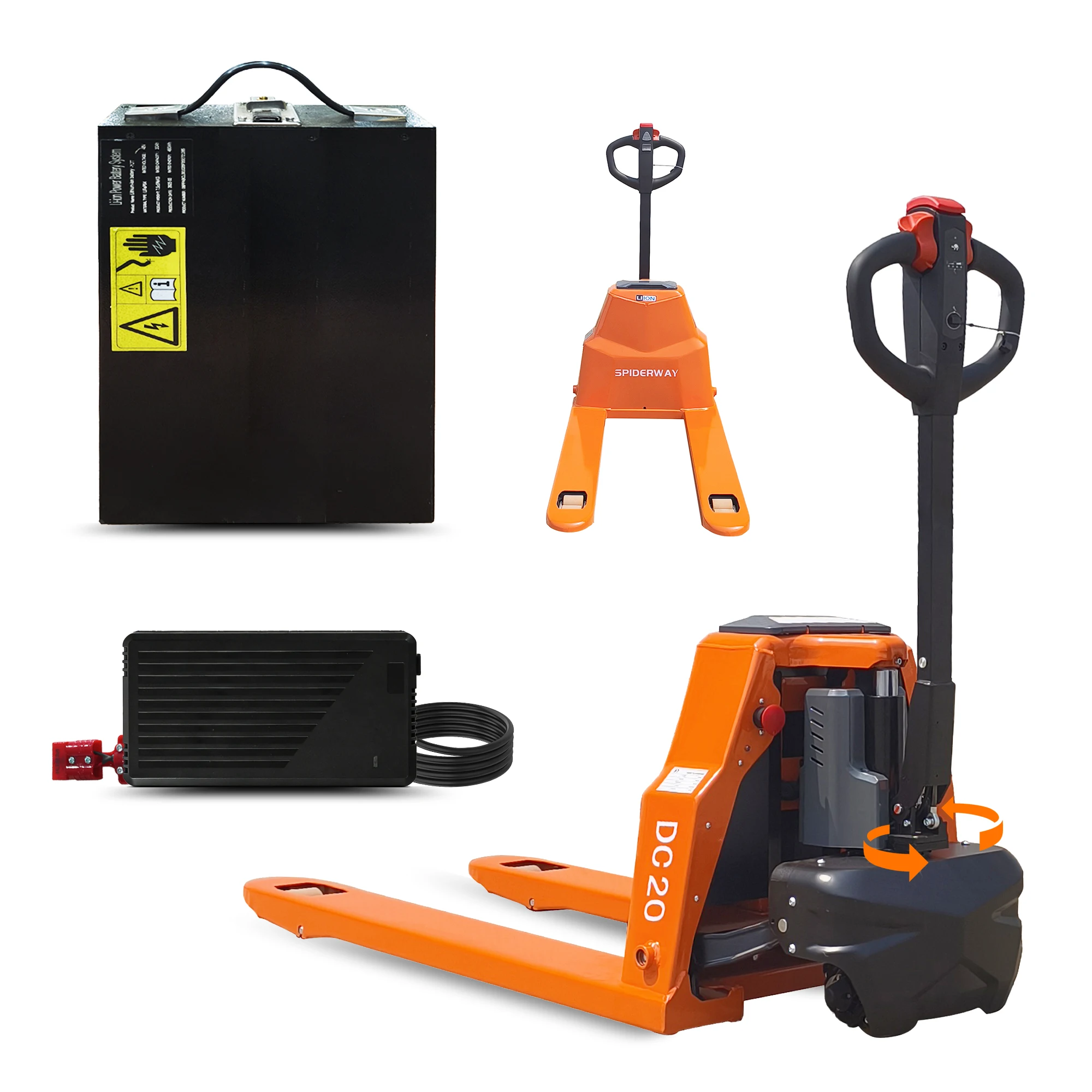 

Full Electric Pallet Jack, 4400lbs Heavy Duty Powered Pallet Trucks, 48" x 27" Forks Sizes Electric Pallet Jack w/48V 20A Lithium Battery, Chargeing Time 3 Hours Max Lifting Height 7.6"