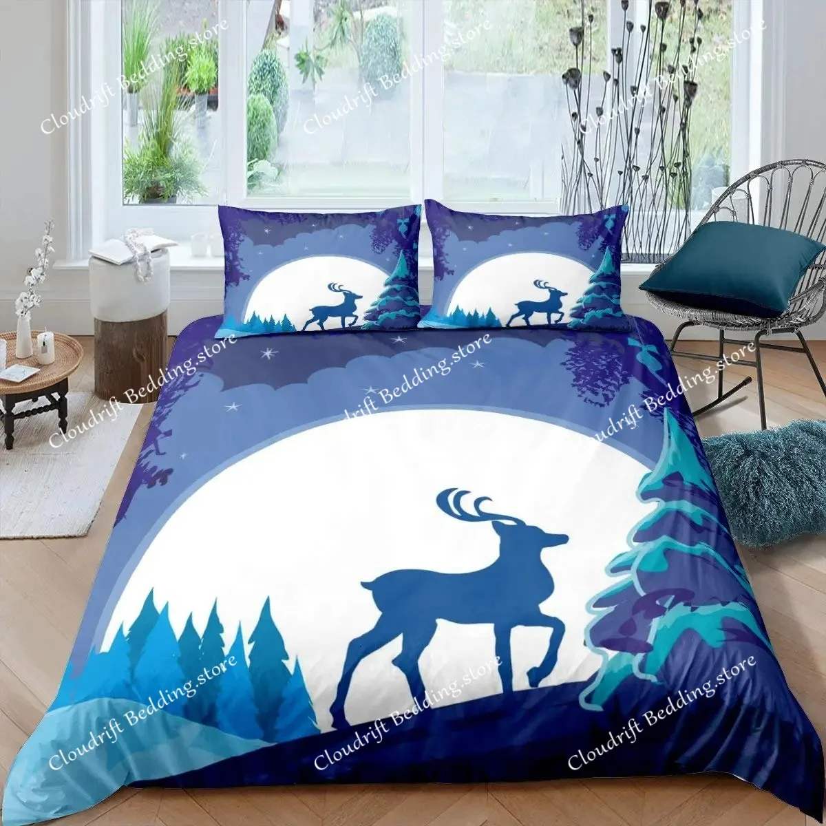 Merry Christmas Comforter Cover Queen King Size Christmas Tree Duvet Cover Pine Tree Bedding Set Xmas Ornament Duvet Cover Set