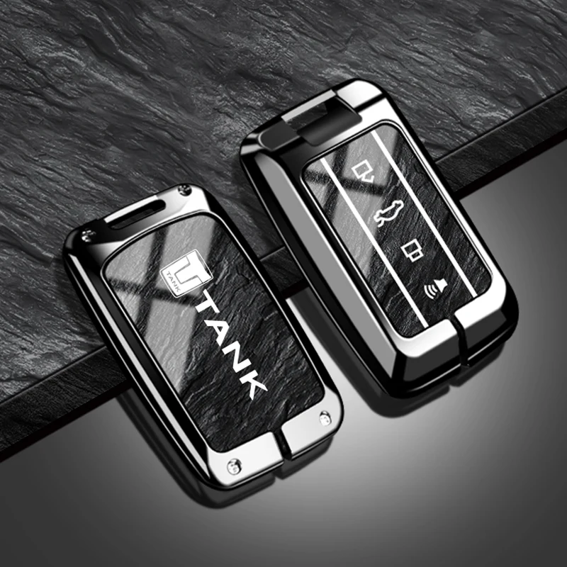 

Zinc Alloy Car Key Case Accessorie fob for TANK300 500 Tank300 Tank500 Wall GWM WEY Great Remote Cover Bag Shell Keychain Holder